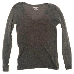 Cashmere blend long sleeve gray T-shirt